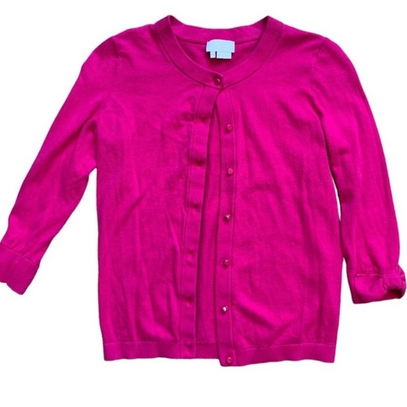 Kate Spade Womens Pink Cardigan Sweater Size XS Bow details on cuffs 3/4 sleeve - Picture 3 of 3